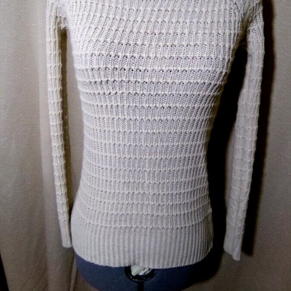 LOVE CHANGE Square Knitted Sweater Top Small Beige Scoop neck long sleeve raglan - Picture 3 of 9